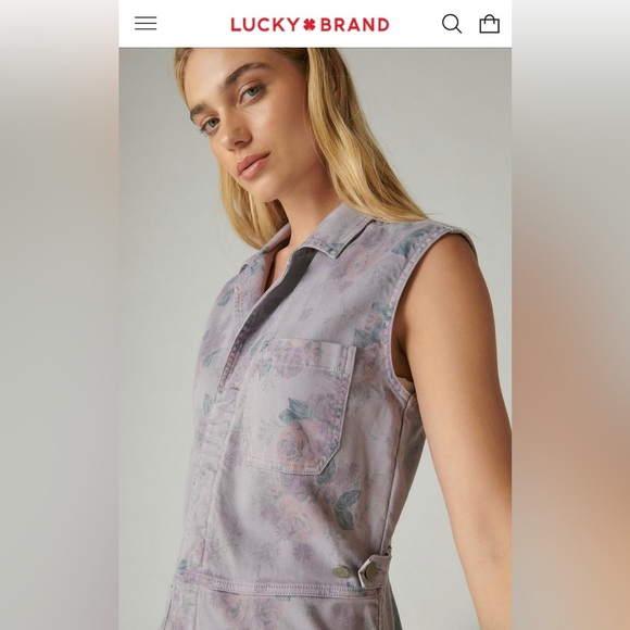 Lucky Brand Laura Ashley Printed Coverall Short Romper ✨ Size Small [runs big] - Picture 9 of 16